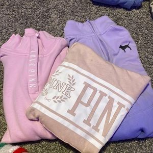 Pink zip up hoodies